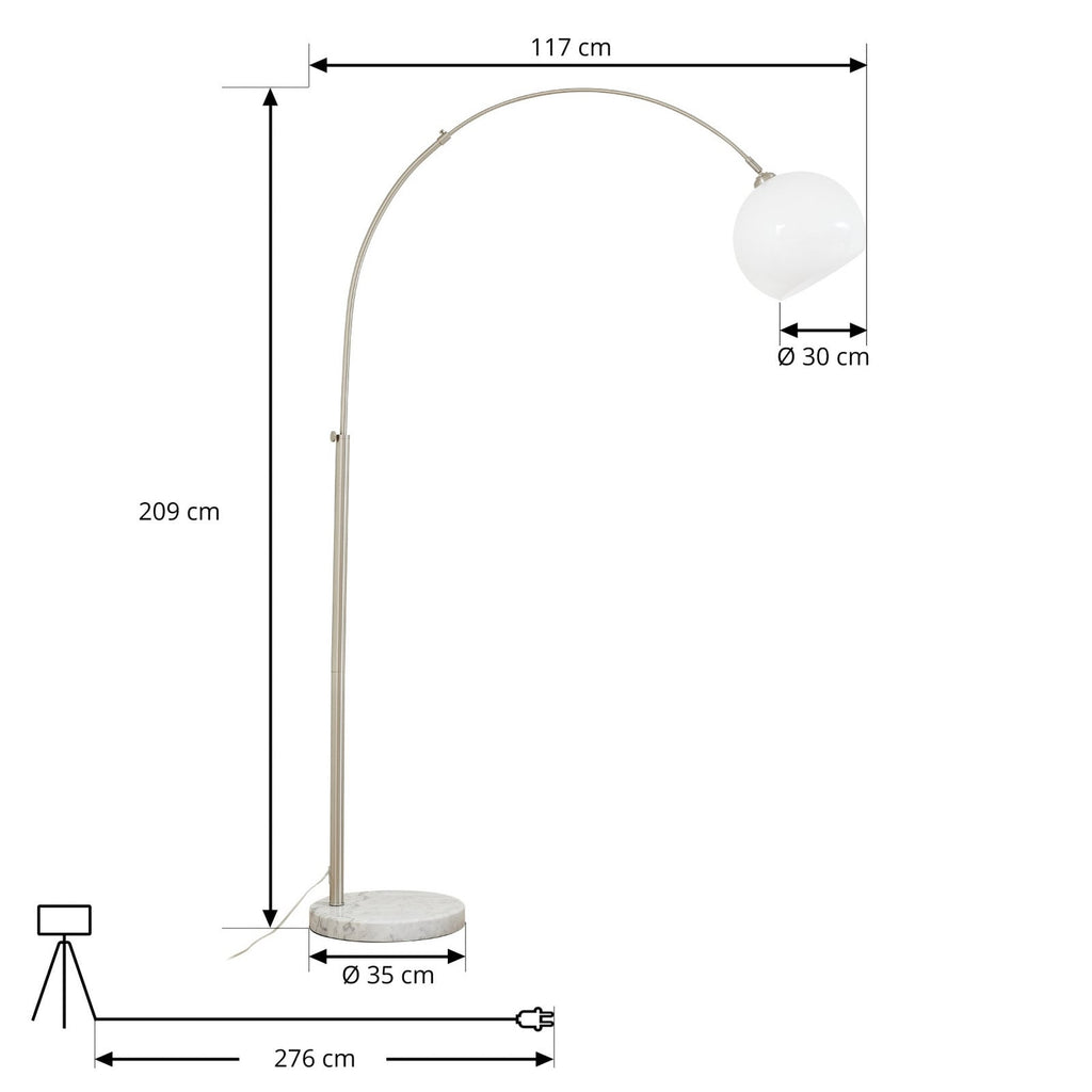 Alverton 79 3/4" White Chrome Arc Lamp