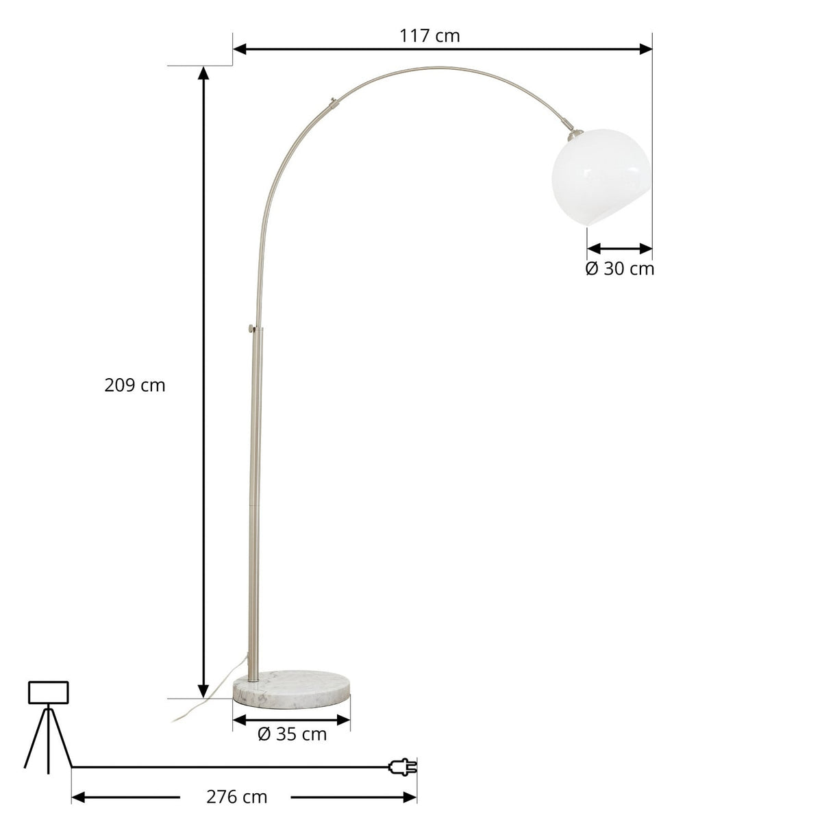 Alverton 79 3/4" White Chrome Arc Lamp