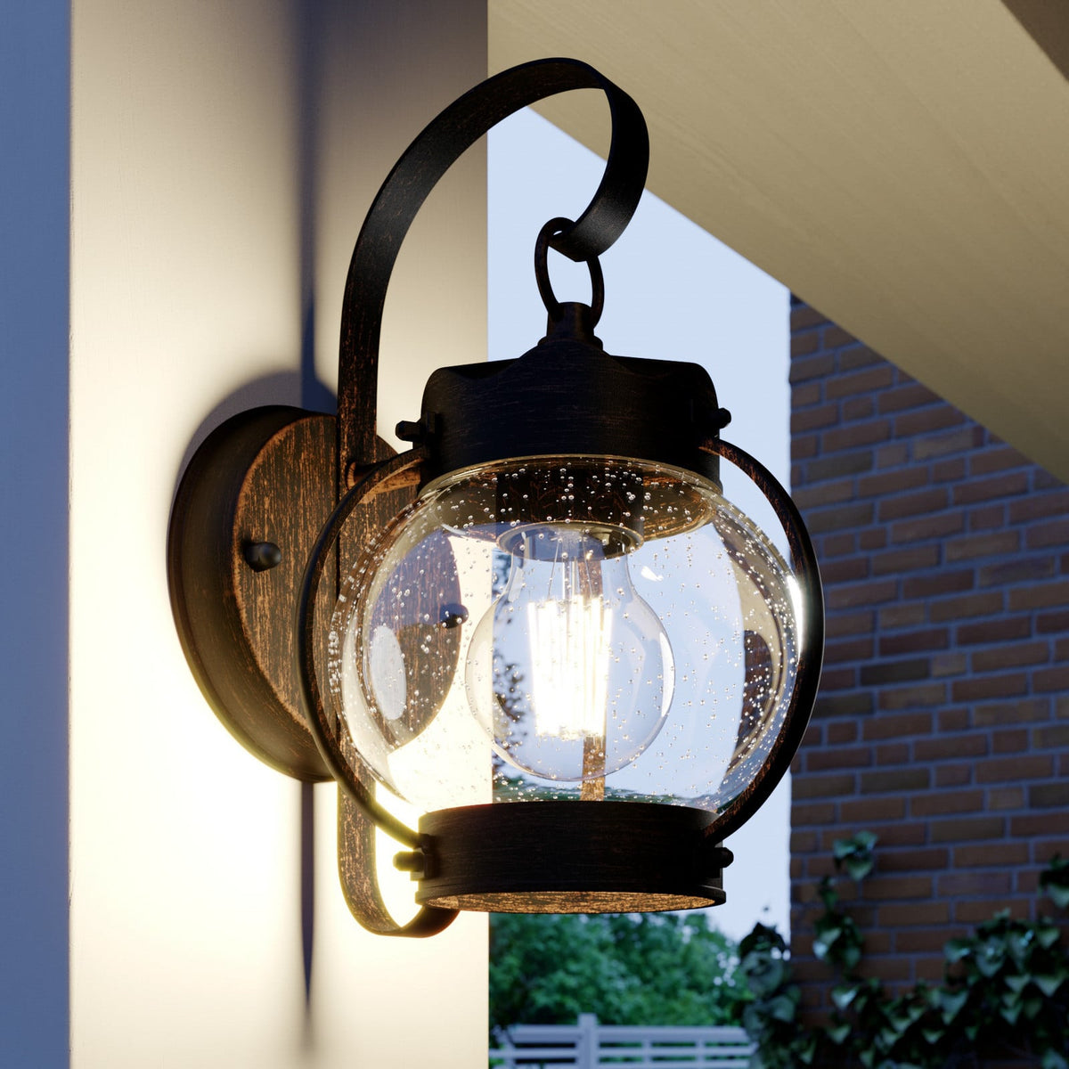 Lucande Gerlo outdoor wall light, rust brown, 10 in, metal