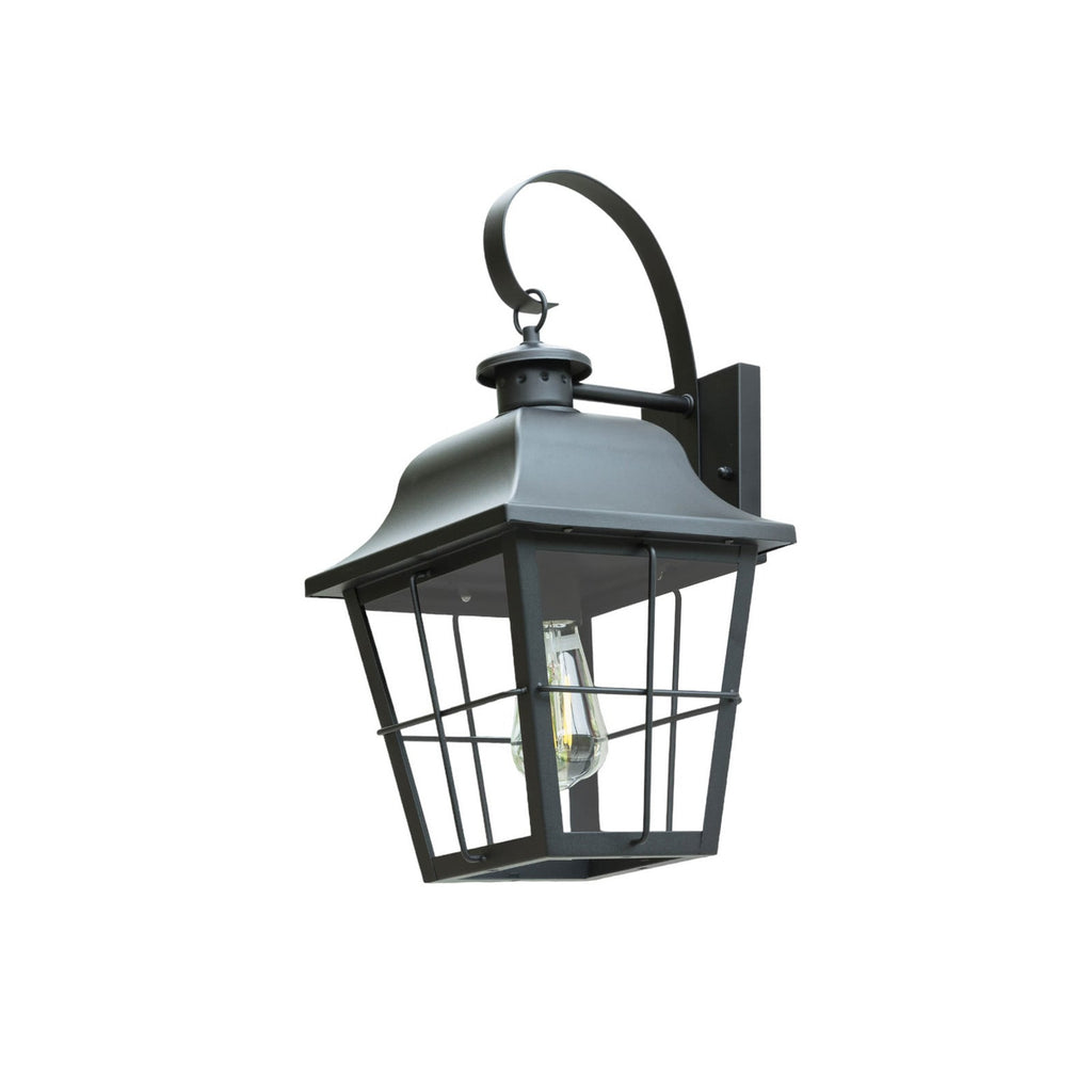 Lucande Mertollio outdoor wall light, 18.5 in, black, glass
