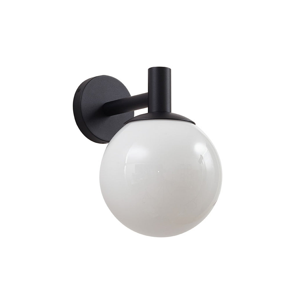 Lucande Dangan outdoor wall light, black/white, Ø 8 in, glass