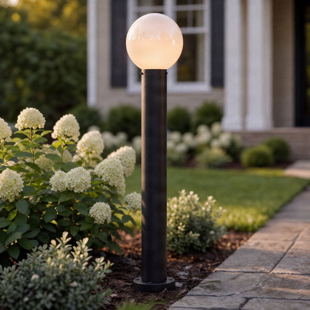 Lucande Dangan Path Light, black and white, height 35.4 in, glass