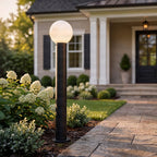 Lucande Dangan Path Light, black and white, height 35.4 in, glass