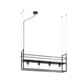 Lucande Grisela pendant light, black, 40 in, shelf, metal