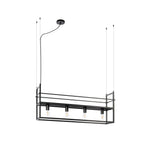 Lucande Grisela pendant light, black, 40 in, shelf, metal