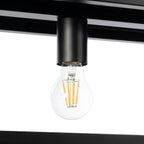 Lucande Grisela pendant light, black, 40 in, shelf, metal