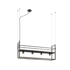 Lucande Grisela pendant light, black, 40 in, shelf, metal