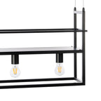 Lucande Grisela pendant light, black, 40 in, shelf, metal