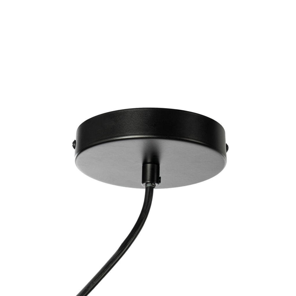 Lucande Grisela pendant light, black, 40 in, shelf, metal
