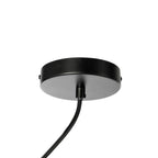 Lucande Grisela pendant light, black, 40 in, shelf, metal