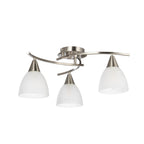 Lucande Della ceiling light, nickel, 19.6 in, 3-bulb, glass