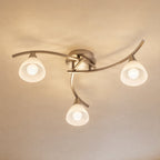 Lucande Della ceiling light, nickel, 19.6 in, 3-bulb, glass
