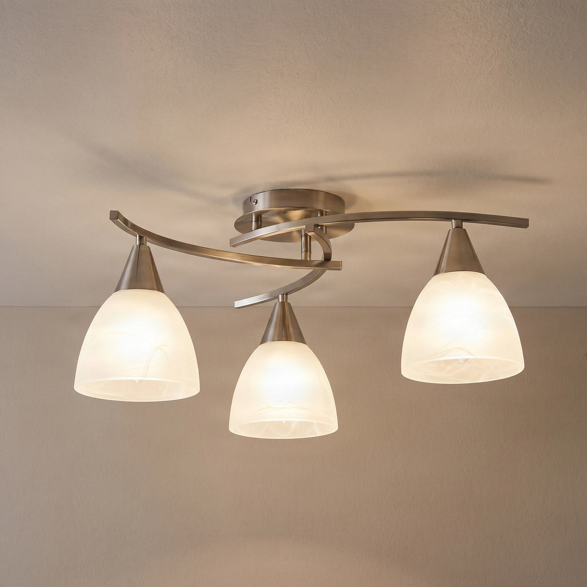 Della 19 3/4" Nickel Glass Ceiling Light