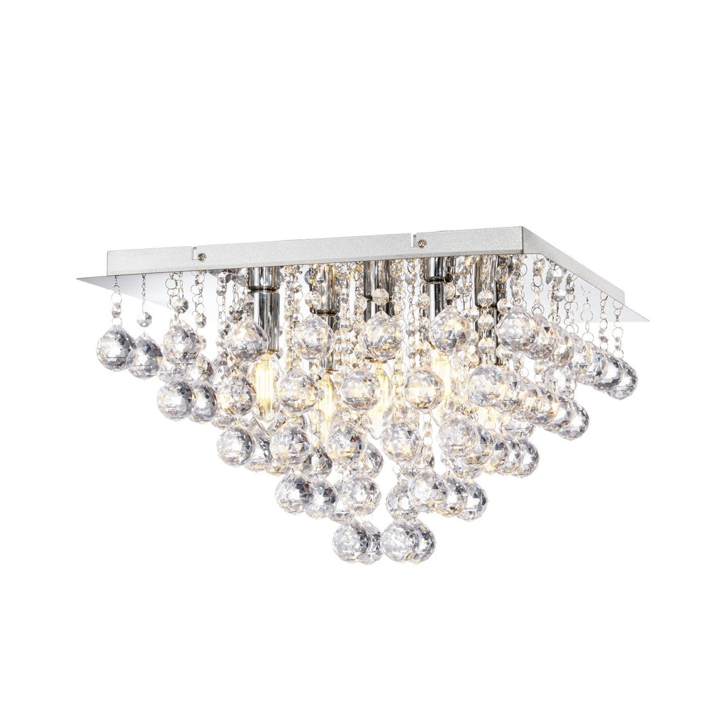 Lucande Annica ceiling light, angular, chrome, 16.5 in, metal
