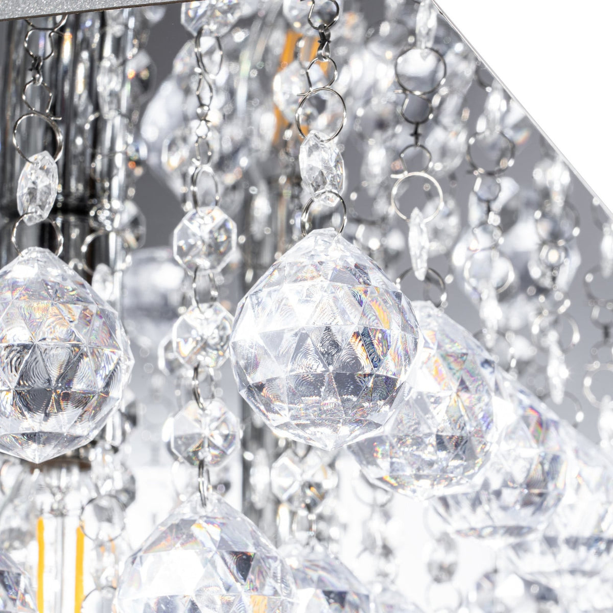 Lucande Annica ceiling light, angular, chrome, 16.5 in, metal