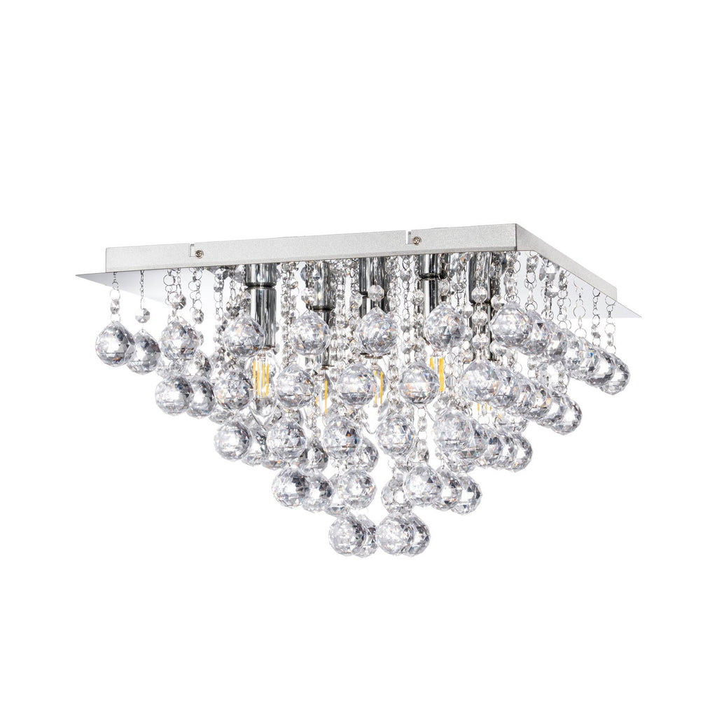 Lucande Annica ceiling light, angular, chrome, 16.5 in, metal