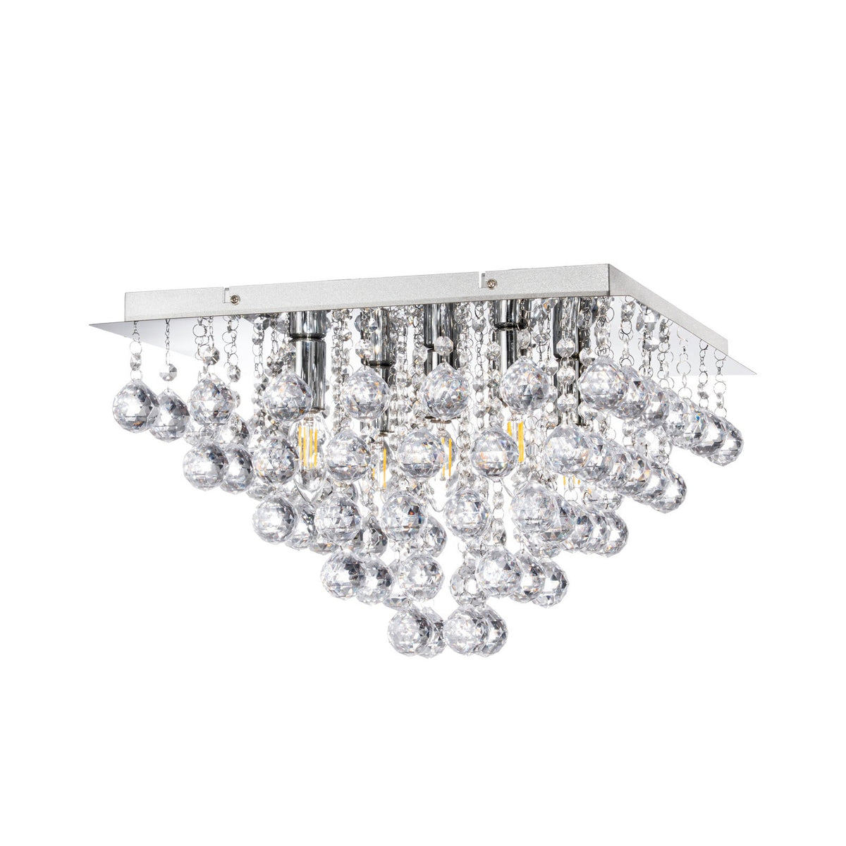 Lucande Annica ceiling light, angular, chrome, 16.5 in, metal