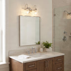 Lucande Kara bathroom wall light, 12 in, 2-bulb, glass, metal