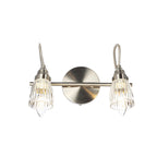 Lucande Kara bathroom wall light, 12 in, 2-bulb, glass, metal