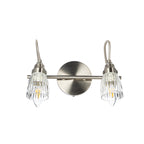 Lucande Kara bathroom wall light, 12 in, 2-bulb, glass, metal
