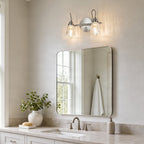Lucande Kara bathroom wall light, 12 in, 2-bulb, glass, metal