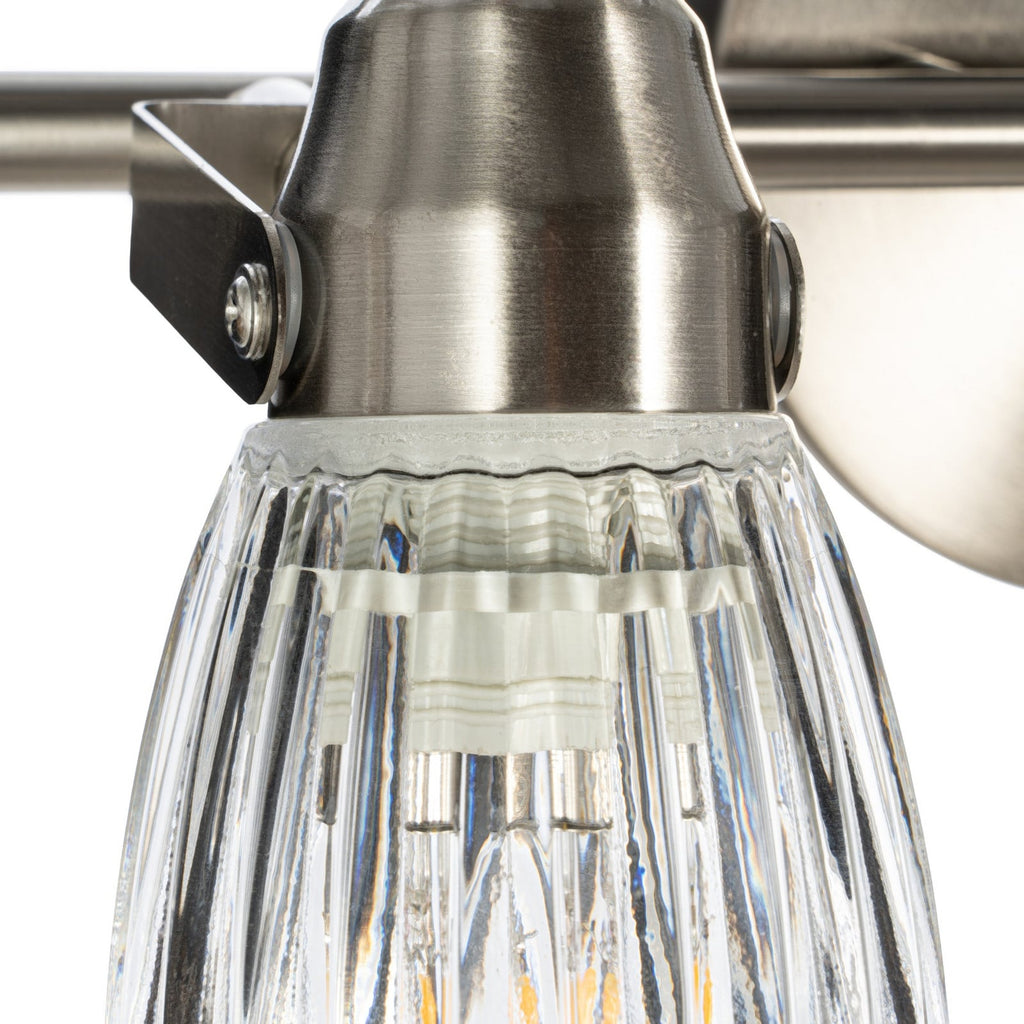 Lucande Kara bathroom wall light, 12 in, 2-bulb, glass, metal