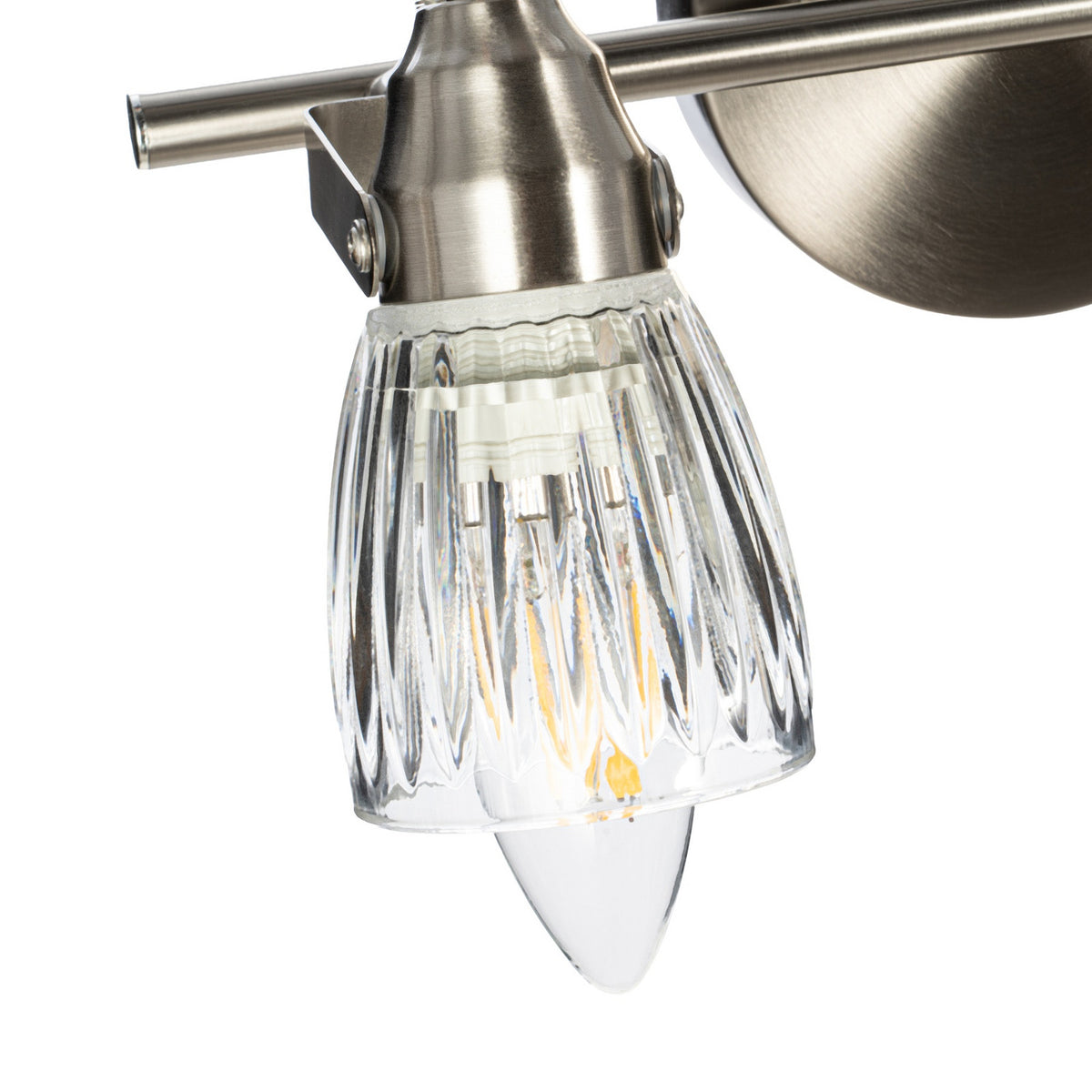 Lucande Kara bathroom wall light, 12 in, 2-bulb, glass, metal
