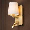 Aiden White Brass LED Wall Sconce with Reading Light