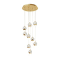 Lucande Hayley LED hanging light, Ø 15.7 inches, 9-bulb, gold, glass