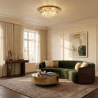 Lucande Gillion ceiling lamp, 8-bulb, gold crystal, Ø 21.6 inches