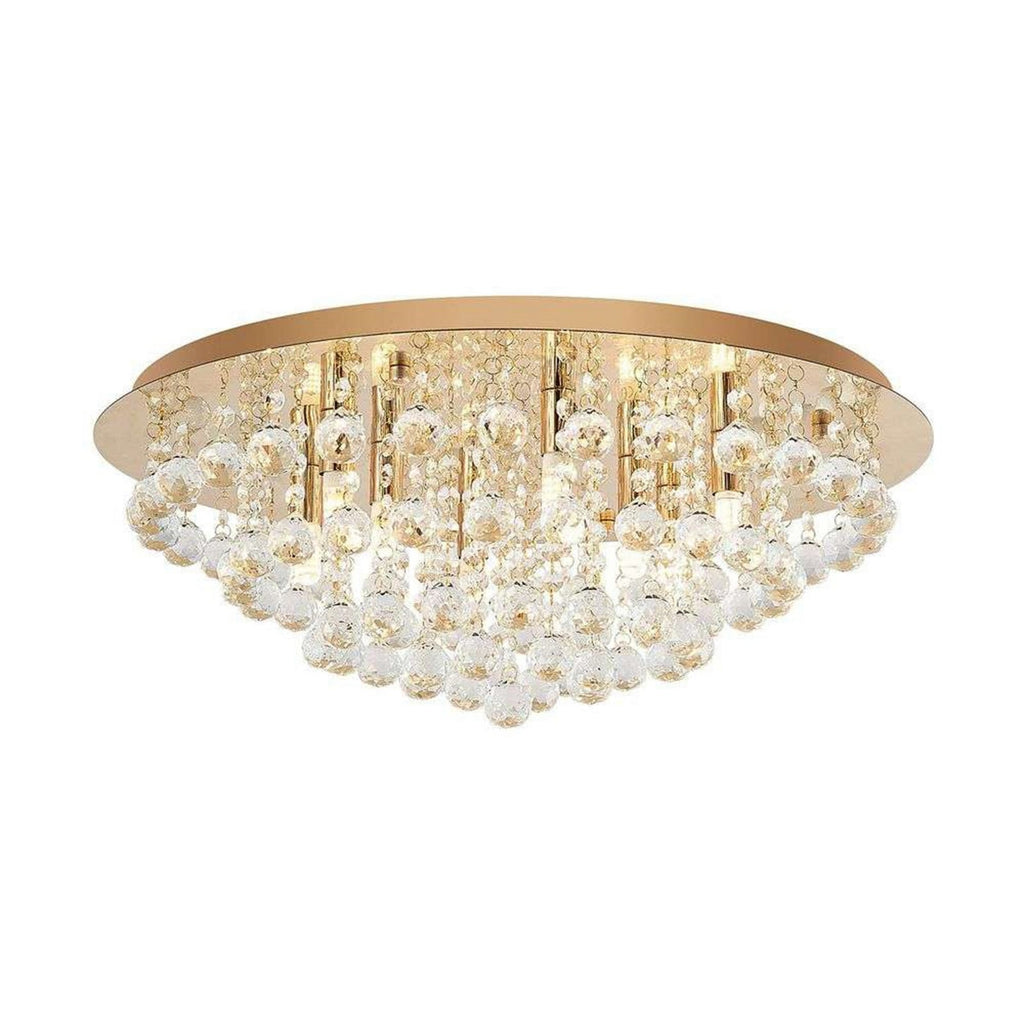 Lucande Gillion ceiling lamp, 8-bulb, gold crystal, Ø 21.6 inches