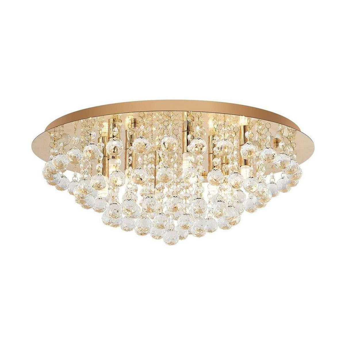 Lucande Gillion ceiling lamp, 8-bulb, gold crystal, Ø 21.6 inches