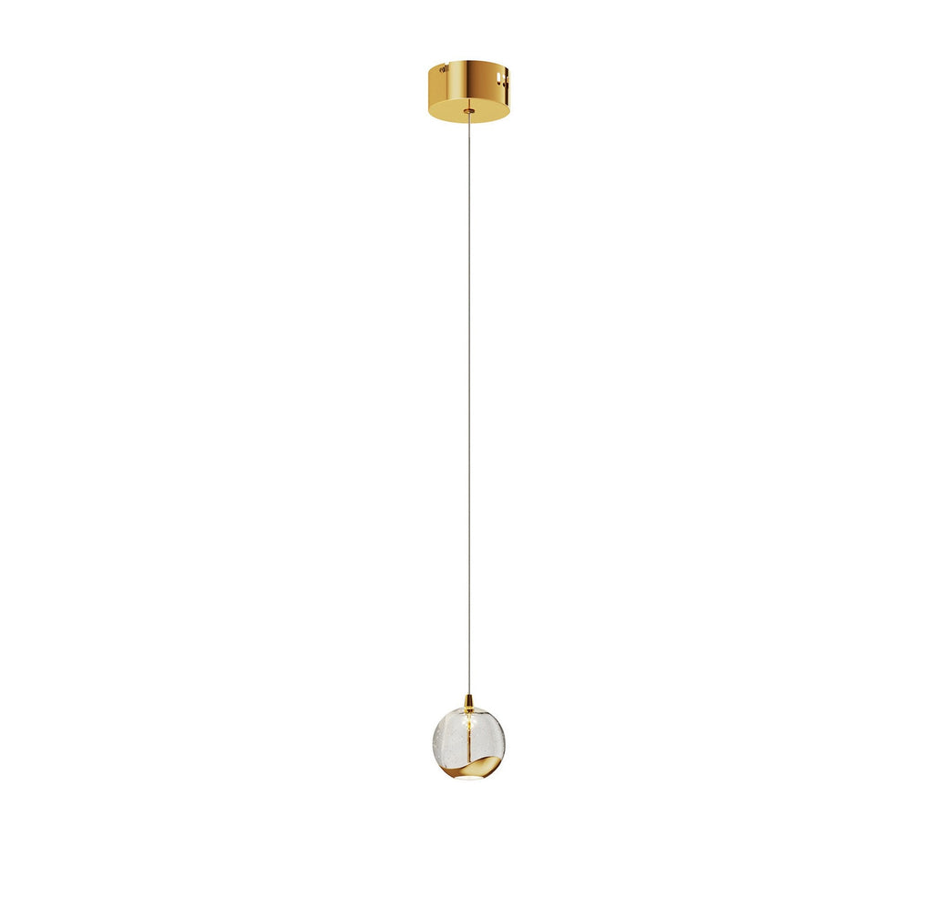 Lucande Hayley LED pendant light, Ø 3.54 inches, gold, glass