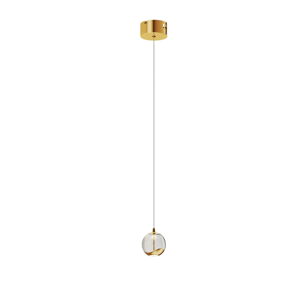 Lucande Hayley LED pendant light, Ø 3.54 inches, gold, glass