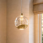 Lucande Hayley LED pendant light, Ø 3.54 inches, gold, glass