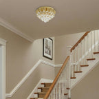 Lucande Gillion ceiling lamp, 4-bulb, gold, crystal, Ø13.8 inches
