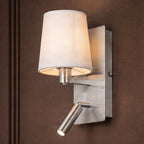 Lucande Aiden wall light, white/nickel, LED reading spotlight