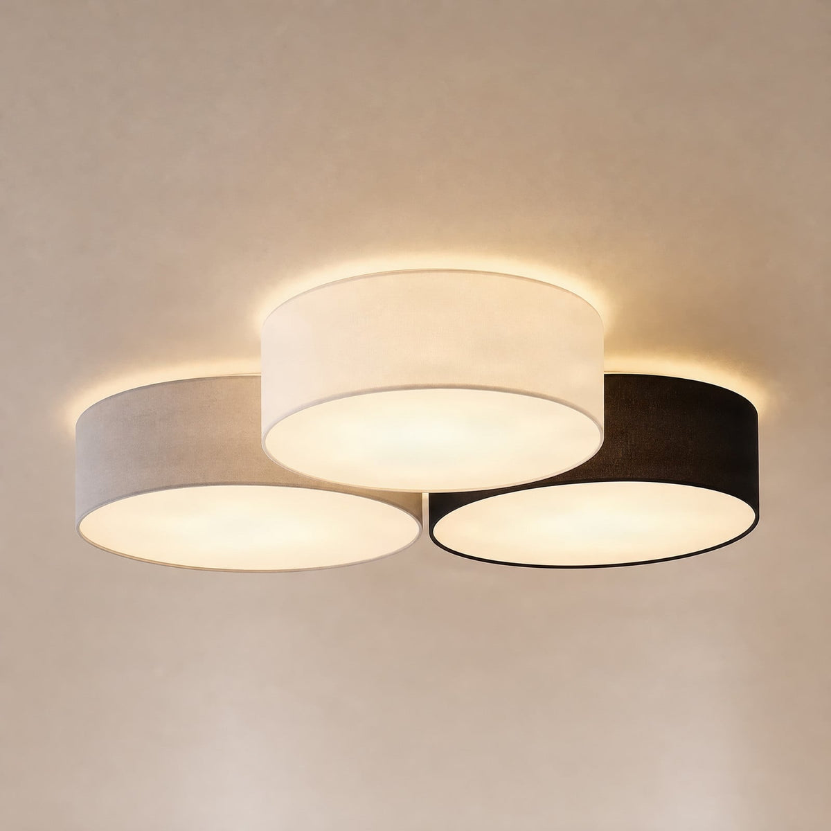 Lucande Janita LED ceiling light, 3-bulb, grey/black/white