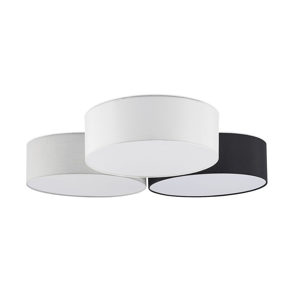 Lucande Janita LED ceiling light, 3-bulb, grey/black/white