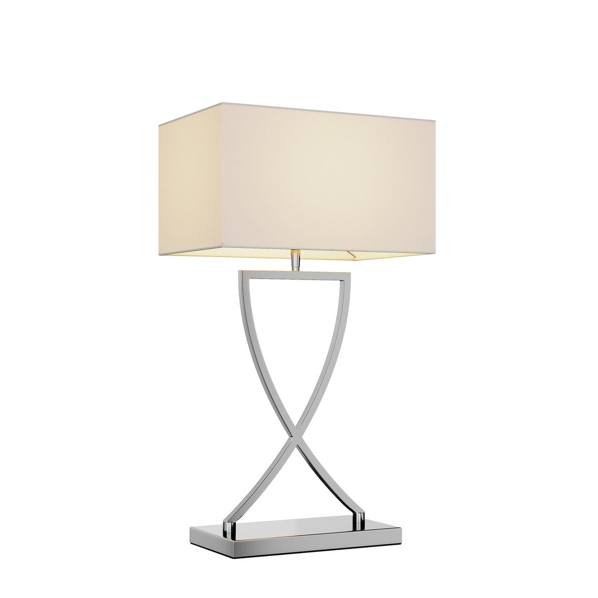 Lucande Evaine table lamp, chrome/white, metal, 25.2 inches
