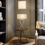 Lucande Evaine table lamp, chrome/white, metal, 25.2 inches