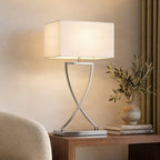 Lucande Evaine table lamp, chrome/white, metal, 25.2 inches