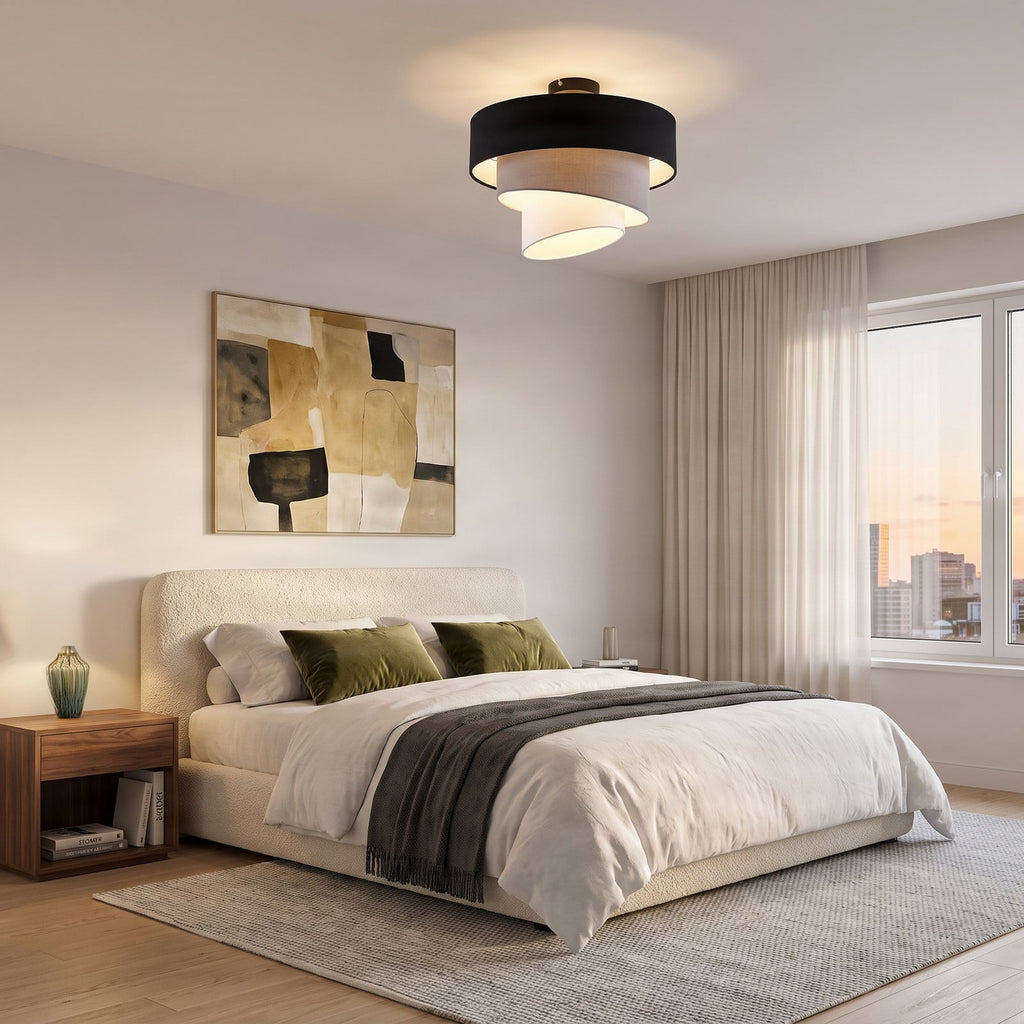 Lucande Coria ceiling light, black/grey/white, Ø 15.7 inches