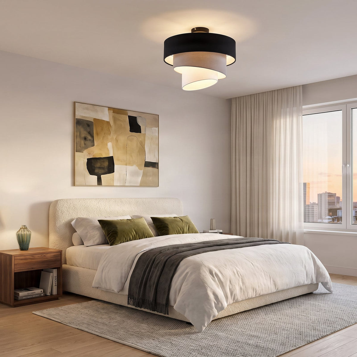Lucande Coria ceiling light, black/grey/white, Ø 15.7 inches