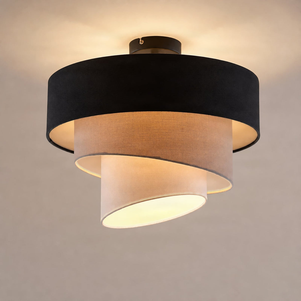 Lucande Coria ceiling light, black/grey/white, Ø 15.7 inches
