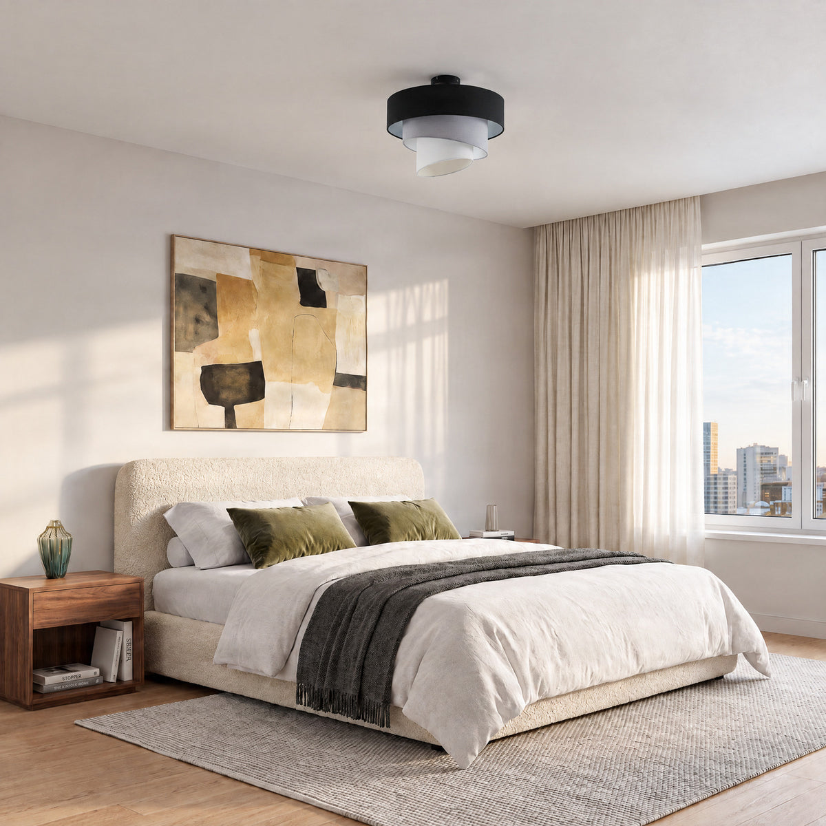 Coria 15 3/4" Black-Gray Ceiling Light