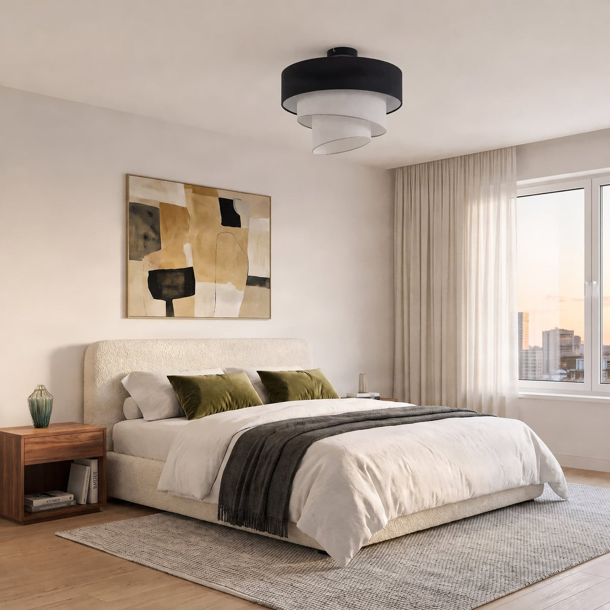 Lucande Coria ceiling light, black/grey/white, Ø 15.7 inches