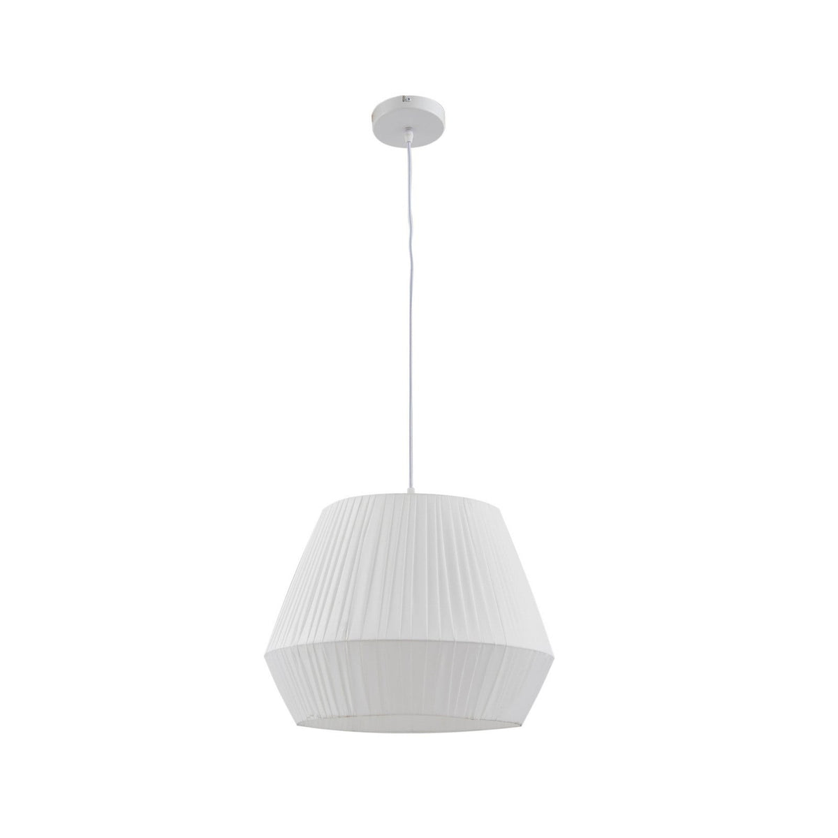 Lucande Vitore pendant light, 15.7 inches, fabric, white