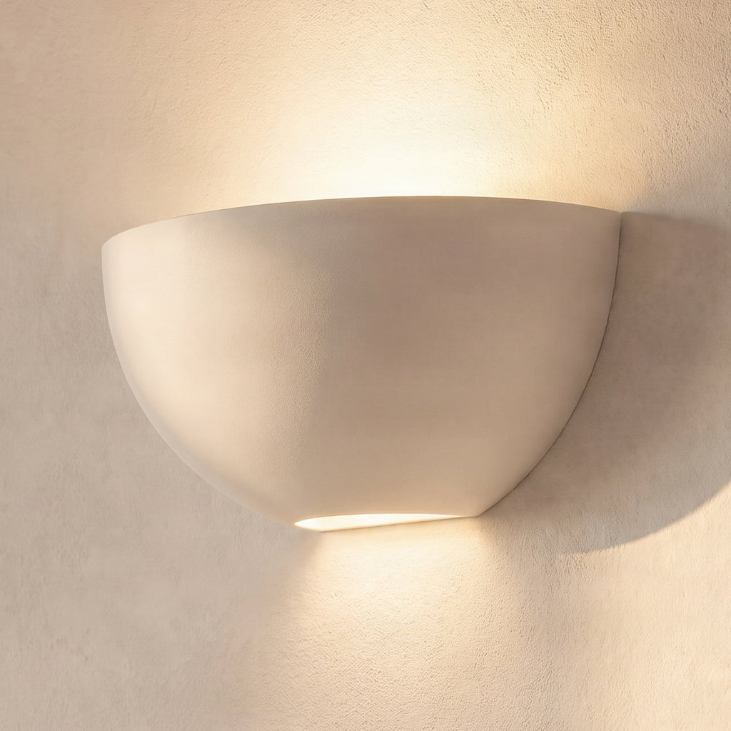 Lucande Pascali wall light, 5 in, white, plaster, can be painted