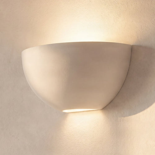Lucande Pascali wall light, 5 in, white, plaster, can be painted